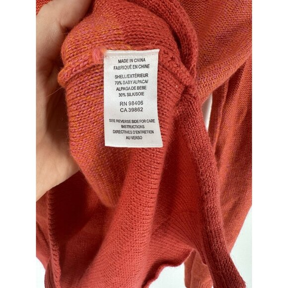 Theory Baby Alpaca Silk Blend Orange Sweater Women’s M EUC - Picture 3 of 6